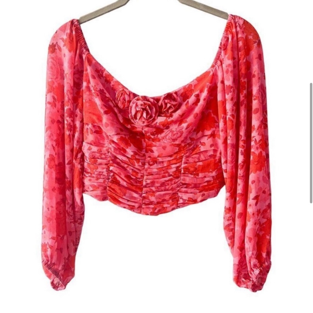 NWOT Free People Oh Lala Top, Pink & Roses - Picture 4 of 7